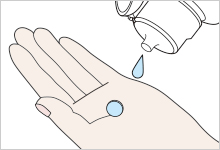 Place the lens with its concave side up in the palm of your hand and place several drops of Pure Cleaner H on the lens